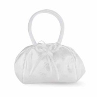 White Satin Chalice Brocade Purse With Bow White Satin Chalice Brocade Purse With Bow