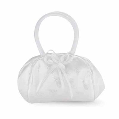 White Satin Chalice Brocade Purse With Bow -  - 1640