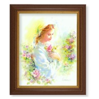 10 1/2" x 12 1/2" Walnut Finish Beveled Frame with 8" x 10" Mystical Rose Textured Art