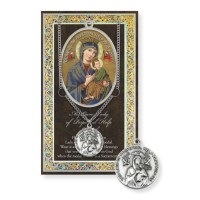 Our Lady of Perpetual Genuine Pewter Medal on a 18" Chain with Biography and Picture Folder Our Lady of Perpetual Genuine Pewter Medal on a 18" Chain with Biography and Picture Folder