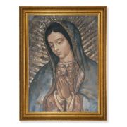 23.5" x 31" Antique Gold Leaf Beveled Frame, Roping Detail with 19" x 27" Our Lady of Guadalupe Canvas Artwork