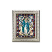 8.25" x 10.25" Silver Ornate Frame with a 6" x 8" Our Lady of Grace Textured Glass Artwork