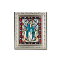 8.25" x 10.25" Silver Ornate Frame with a 6" x 8" Our Lady of Grace Textured Glass Artwork