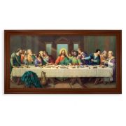 24" x 44" Walnut Finished Beveled Frame with a Zabateri: Last Supper Textured Art