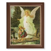 13 1/2" x 16 9/16" Walnut Finished Frame with 11" x 14" Guardian Angel Textured Art