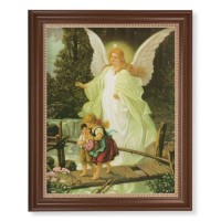 13 1/2" x 16 9/16" Walnut Finished Frame with 11" x 14" Guardian Angel Textured Art