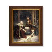 10 1/2" x 12 1/2" Walnut Finish Beveled Frame with 8" x 10" Holy Family Textured Art