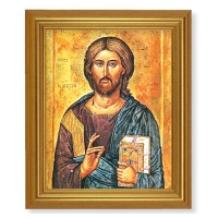 10" x 12" Gold Leaf Finish Beveled Frame with 8" x 10" Christ The All Knowing Textured Art