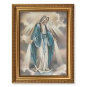 15 1/2" x 19 1/2" Antique Gold Leaf Beveled Frame with Bead Inlay and 12" x 16" Our Lady of Grace Canvas Artwork