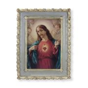 5 1/2" x 7 1/2" Rosebud Frame with Sacred Heart of Jesus Print