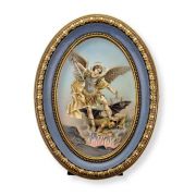 5 1/2" x 7 1/2" Oval Gold-Leaf Frame with a Saint Michael Print