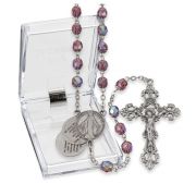 7mm Amethyst Mystery Center Rosary in a Plastic Hinged Box