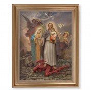 13 1/2" x 16 9/16" Gold Leaf Antique Finished Frame with 11" x 14" St. Joseph Terror of Demons Textured Art
