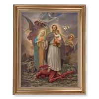 13 1/2" x 16 9/16" Gold Leaf Antique Finished Frame with 11" x 14" St. Joseph Terror of Demons Textured Art 13 1/2" x 16 9/16" Gold Leaf Antique Finished Frame with 11" x 14" St. Joseph Terror of Demons Textured Art