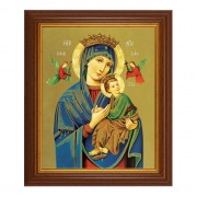 10 1/2" x 12 1/2" Walnut Finish Beveled Frame with 8" x 10" Our Lady of Perpetual Help Textured Art