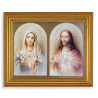 10" x 12" Gold Leaf Finish Beveled Frame with 8" x 10" The Sacred Hearts Textured Art