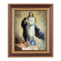 11 1/2" x 13 1/2" Cherry Frame with Gold Trim with an 8" x 10" The Immaculate Conception Print
