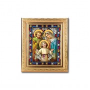 8 1/4" x 10 1/4" Gold Ornate Frame with a 6" x 8" The Holy Family Textured Glass Artwork
