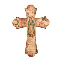 Our Lady of Guadalupe 10" Laser Cut Wood Vintage Cross