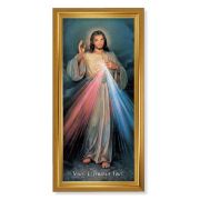 15 1/2" x 29" Gold Leaf Finished Frame with 12' x 26" Divine Mercy Textured Art