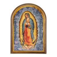 3 3/4" x 5" Our Lady of Guadalupe Wood Arched Plaque