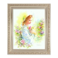10" x 12" Ornate Silver Frame with a Blanc: Mystical Rose Print