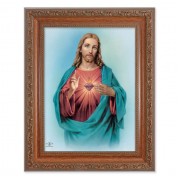 8.25" x 10.25" Ornate Wood Frame with a 6" x 8" Sacred Heart Jesus Print