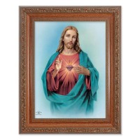 8.25" x 10.25" Ornate Wood Frame with a 6" x 8" Sacred Heart Jesus Print