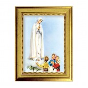 6 3/4" X 8 3/4" Gold Leaf Finish Frame with 5" X 7" Our Lady of Fatima Textured Art