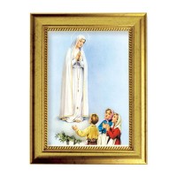 6 3/4" X 8 3/4" Gold Leaf Finish Frame with 5" X 7" Our Lady of Fatima Textured Art