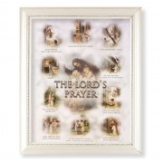 9 1/2" x 11 1/2" White Pearlescent Frame with an 8" x 10" The Lord's Prayer Print