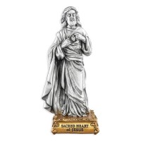 4 1/2" Pewter Sacred Heart Statue Gift Boxed