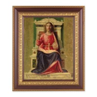 11 1/2" x 13 1/2" Cherry Frame with Gold Trim with an 8" x 10" King of Heaven Print