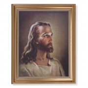13 1/2" x 16 9/16" Gold Leaf Antique Finished Frame with 11" x 14" Sallman: Head of Christ Textured Art