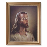 13 1/2" x 16 9/16" Gold Leaf Antique Finished Frame with 11" x 14" Sallman: Head of Christ Textured Art