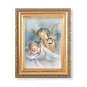 5.5" x 7" Antique Gold Frame with a Guardian Angel with Lantern Print
