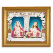 10" x 12" Gold Leaf Finish Beveled Frame with 8" x 10" House Blessing - Sacred Heart of Jesus Textured Art