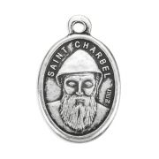 1" Oval Antiqued Silver Oxidized Saint Charbel Medal
