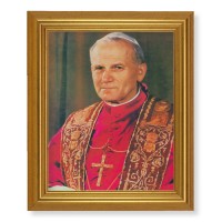 10" x 12" Gold Leaf Finish Beveled Frame with 8" x 10" Pope John Paul II Textured Art