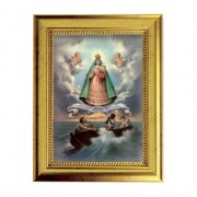 6 3/4" X 8 3/4" Gold Leaf Finish Frame with 5" X 7" Caridad del Cobre Textured Art