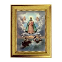 6 3/4" X 8 3/4" Gold Leaf Finish Frame with 5" X 7" Caridad del Cobre Textured Art