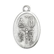 1" Oval Antiqued Silver Oxidized Crucifixion Medal