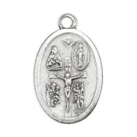 25pk - 1" Oval Oxidized Crucifixion Medal  sold in inc of 25