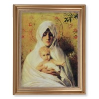 13 1/2" x 16 9/16" Gold Leaf Antique Finished Frame with 11" x 14" Our Lady of Olives Textured Art