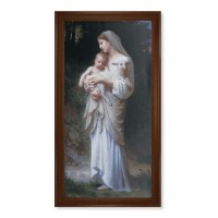 24" x 44" Walnut Finished Beveled Frame with a Bouguereau: Divine Innocence Textured Art