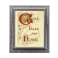 10 1/2" x 12 1/2" Grey Oak Finish Frame with an 8" x 10" Christ House Blessing Print