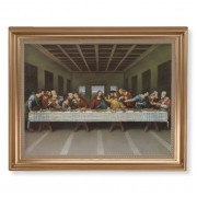 13 1/2" x 16 9/16" Gold Leaf Antique Finished Frame with 11" x 14" Davinci: Last Supper Textured Art