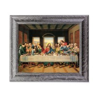 10 1/2" x 12 1/2" Grey Oak Finish Frame with an 8" x 10" The Last Supper Print
