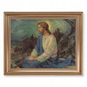 13 1/2" x 16 9/16" Gold Leaf Antique Finished Frame with 11" x 14" Meditation in the Garden Textured Art