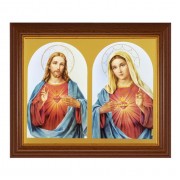 10 1/2" x 12 1/2" Walnut Finish Beveled Frame with 8" x 10" The Sacred Hearts Textured Art